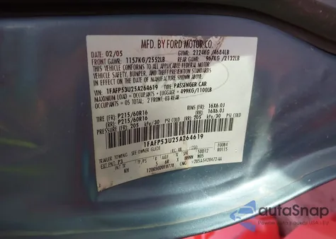 2005 Ford Taurus Se z USA, uszkodzony, nr VIN 1FAFP53U25A264619